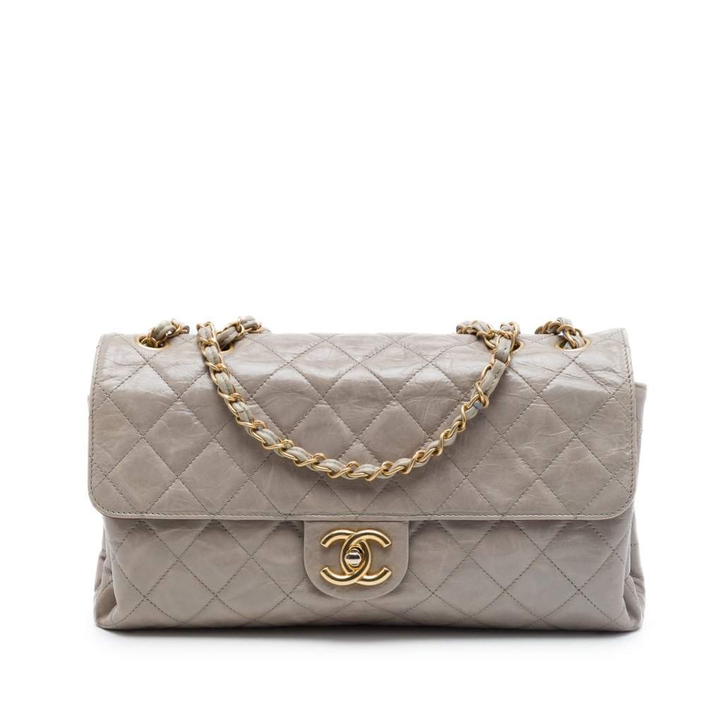 Chanel Jumbo CC Quilted Crumpled Calfskin Straight Flap MultiColor Leather Very good - Front View