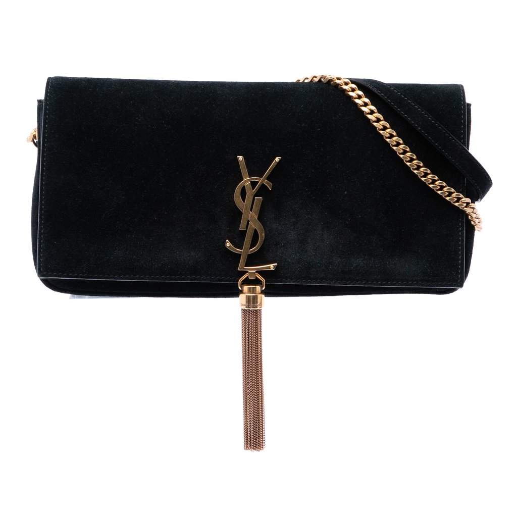Saint Laurent Suede Monogram Kate 99 Tassel Bag Black Leather Very good - Front View