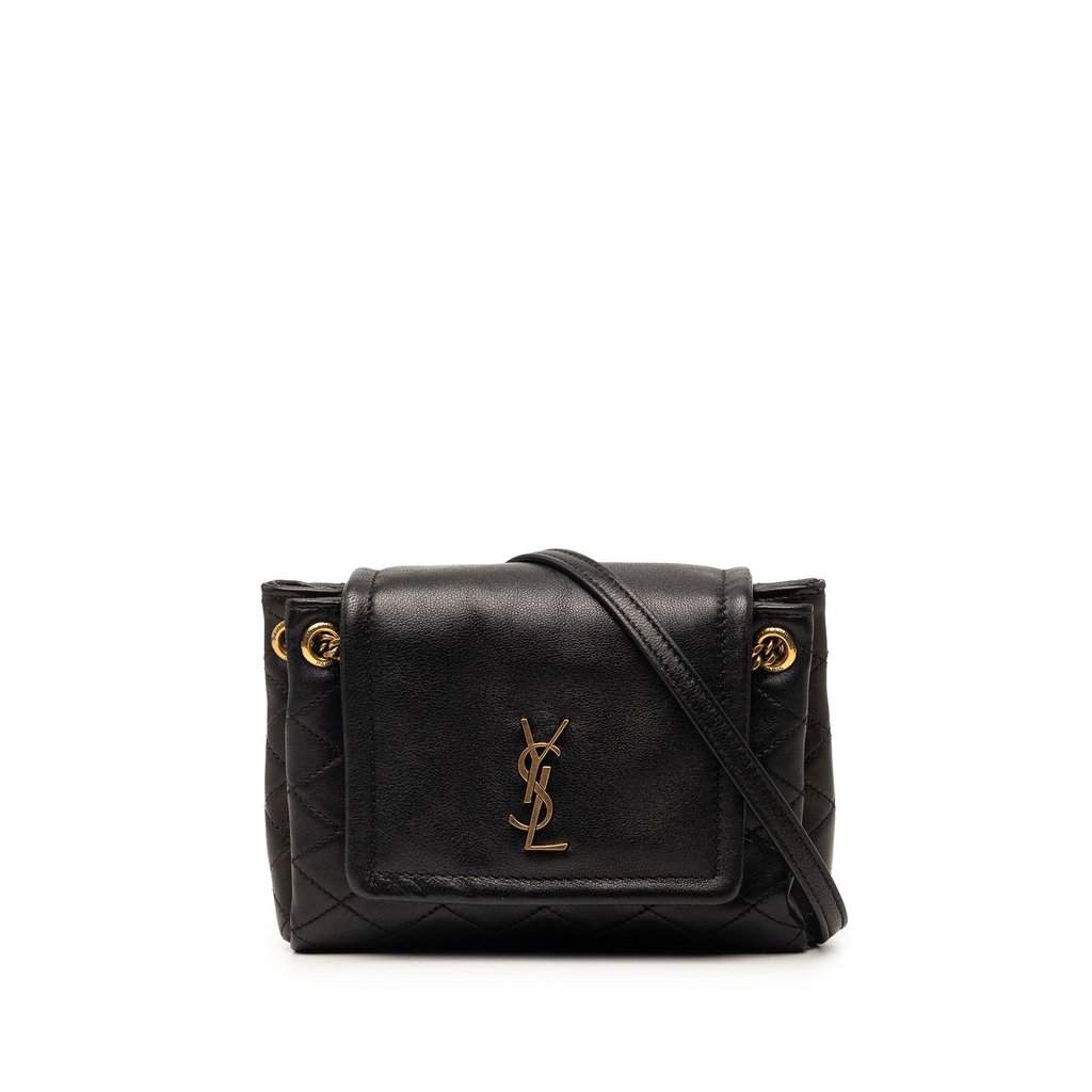 Saint Laurent Mini Quilted Lambskin Monogram Nolita Bag Black Leather Very good - Front View