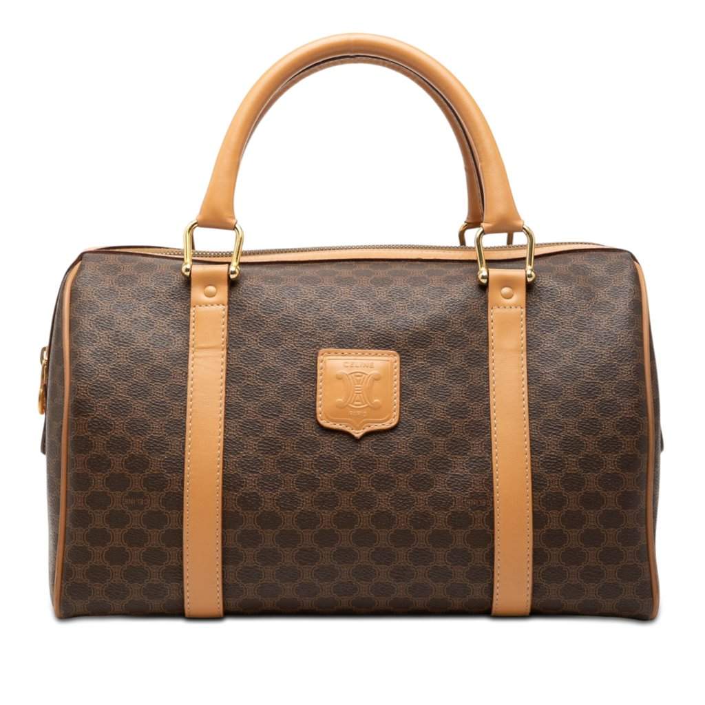 Celine Macadam Coated Canvas Boston Bag Brown Very good condition - Front View
