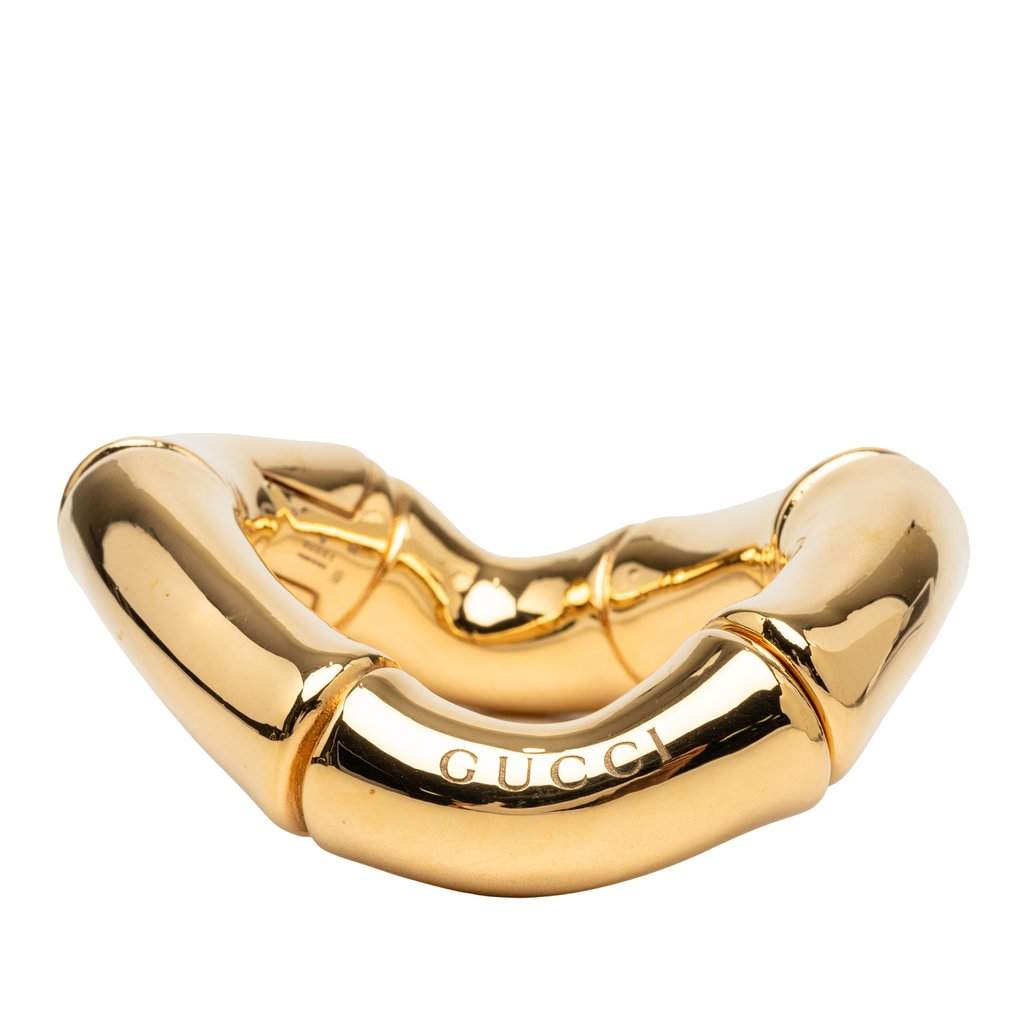 Gucci Gold Plated Bamboo Cuff Bracelet Gold Metal Very good condition - Front View