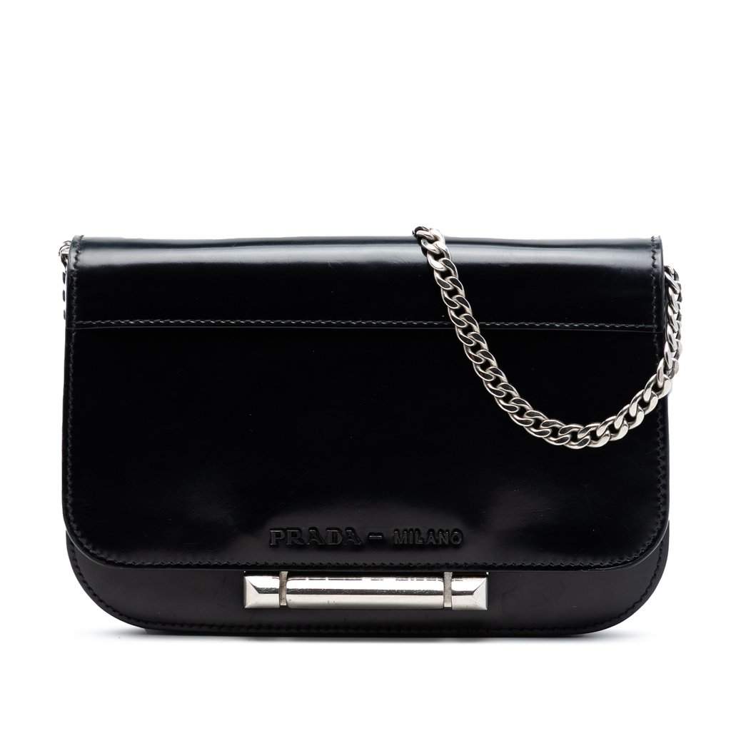 Prada Spazzolato Leather Sybille Flap Crossbody Black Leather Very good condition - Front View