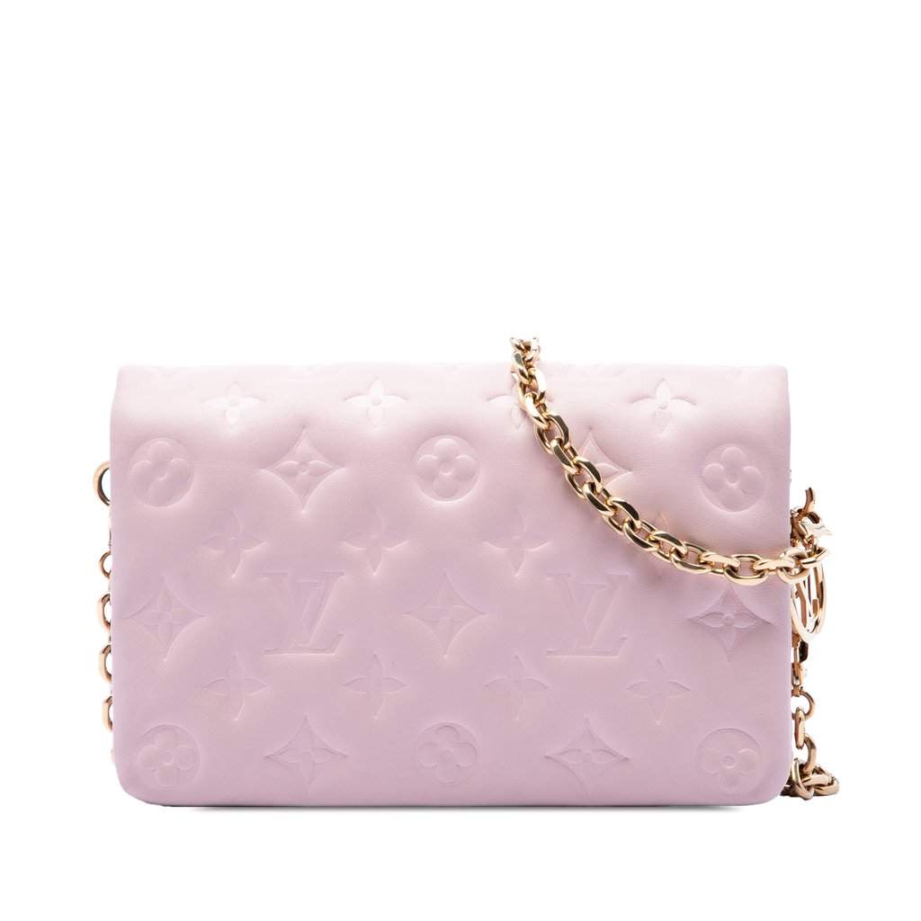 Louis Vuitton Monogram Embossed Lambskin Pochette Coussin Pink Leather Very good - Front View