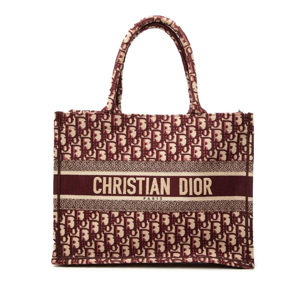 Dior Medium Oblique Embroidered Canvas Book Tote Red Very good - Front View