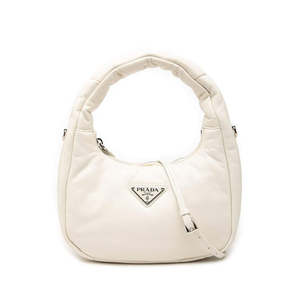 Prada Mini Nappa Soft Padded Bag White Leather Very good - Front View