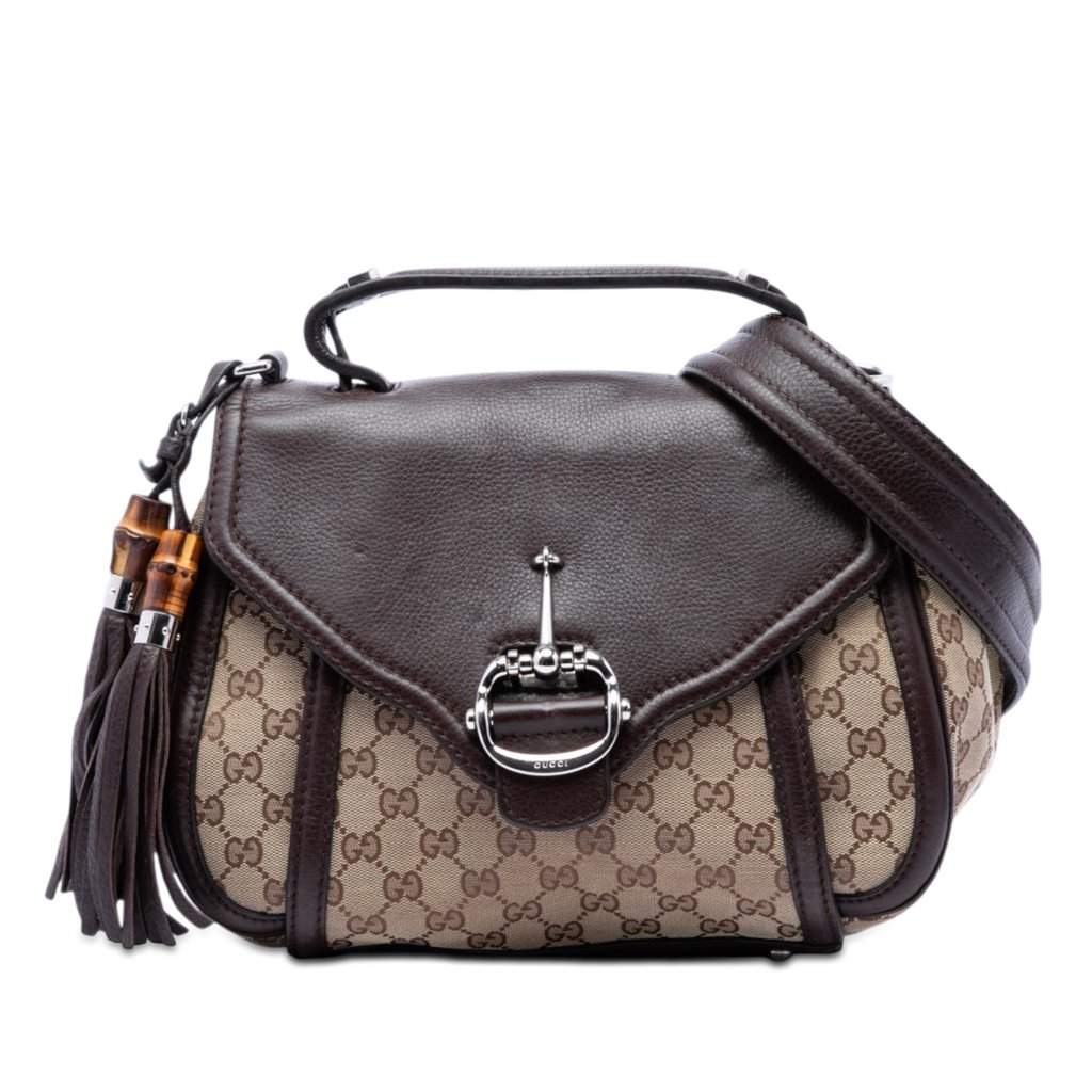 Gucci GG Canvas Techno Horsebit Top Handle Bag Beige Very good condition - Front View