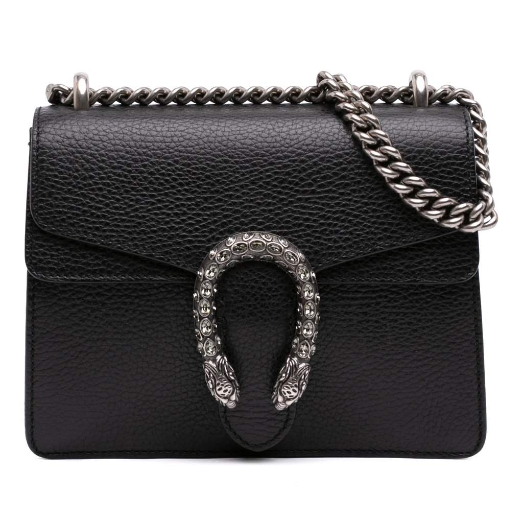 Gucci Small Calfskin Dionysus  Crossbody Black Leather Very good condition - Front View