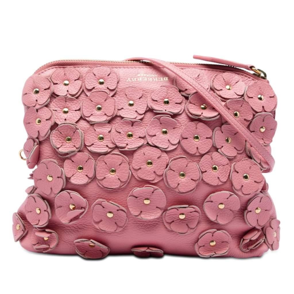 Burberry Prorsum Leather The Petal Fold Over Crossbody Pink Leather Good - Front View