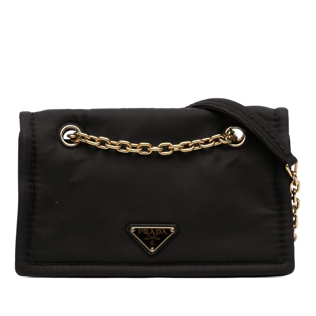 Prada Tessuto Chain Flap Crossbody Black Very good condition - Front View