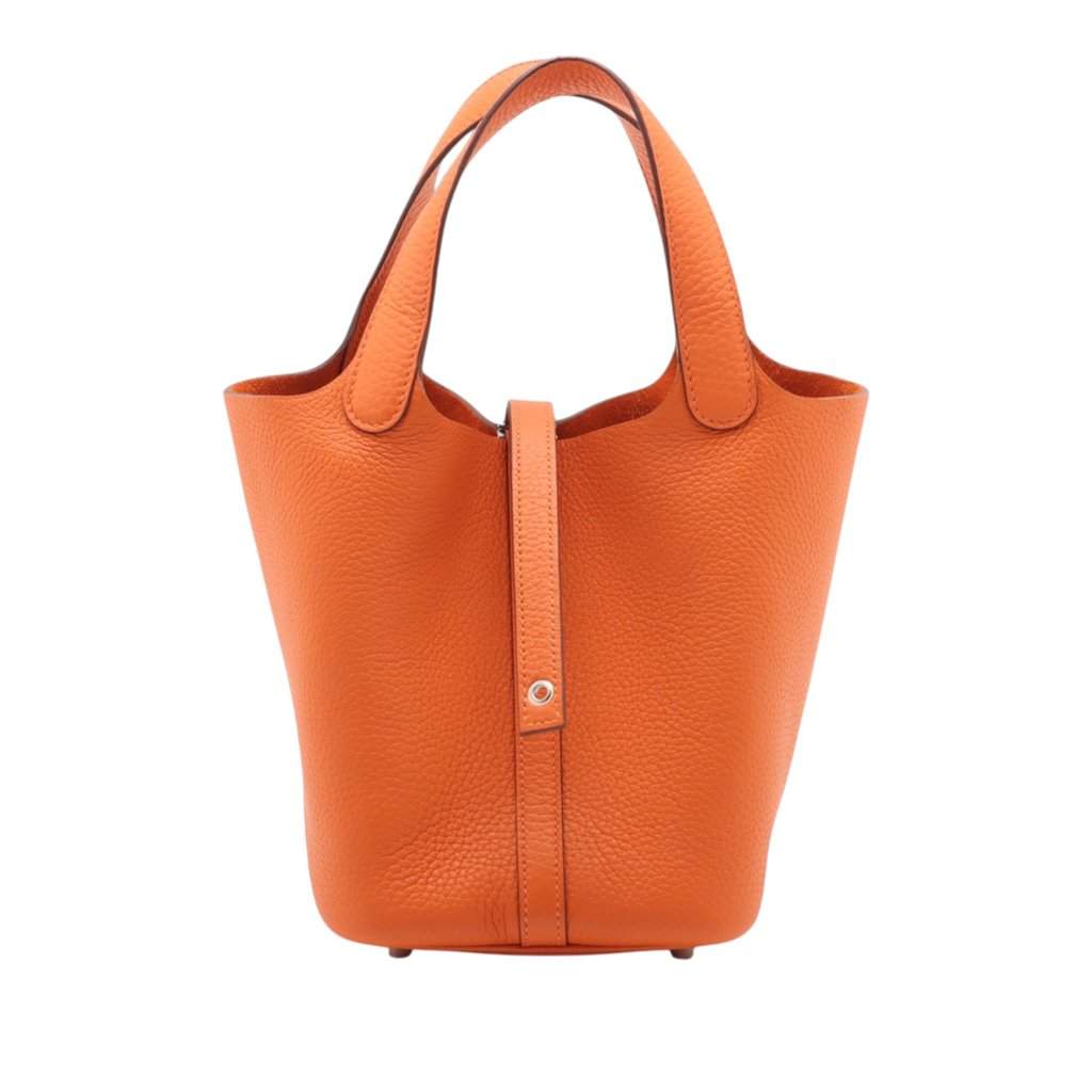 Hermès Clemence Picotin Lock 18 Orange Leather Very good condition - Front View