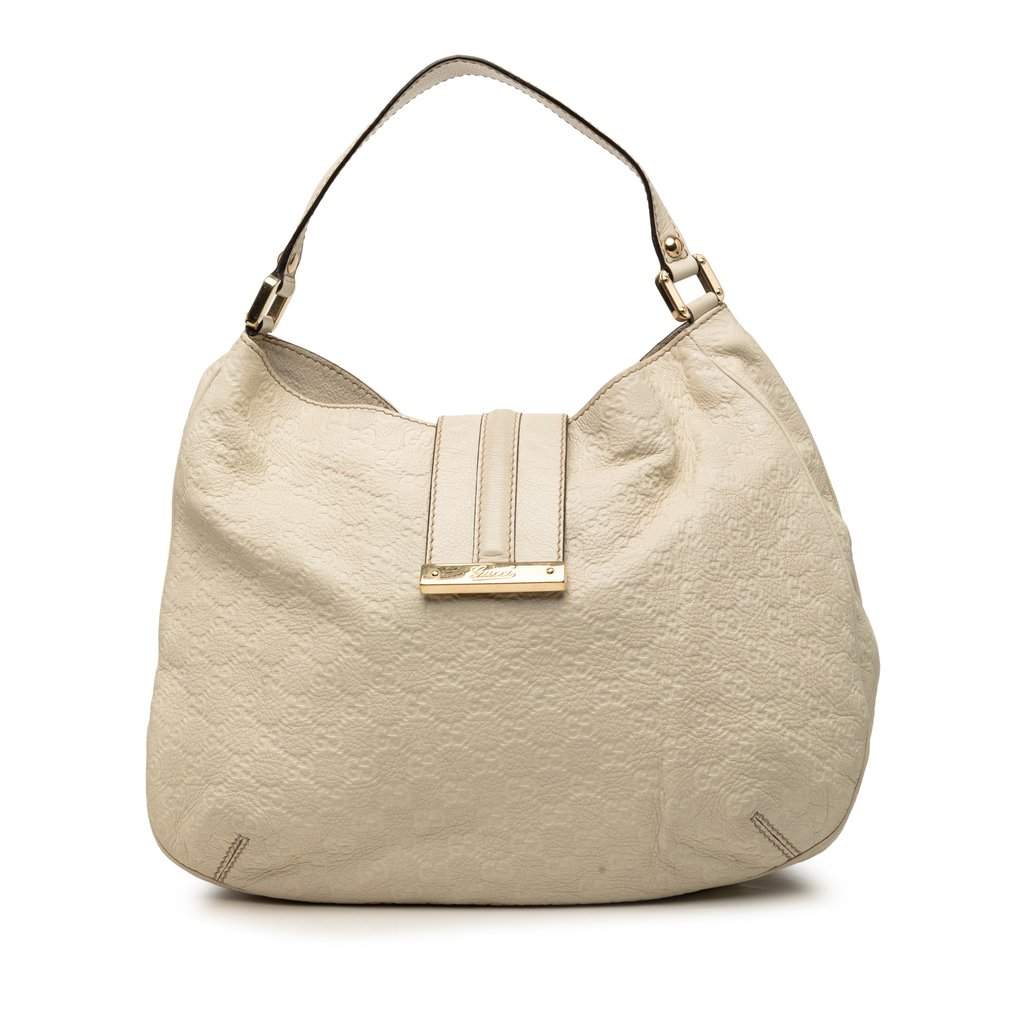 Gucci Large Guccissima New Ladies Hobo White Leather Very good condition - Front View