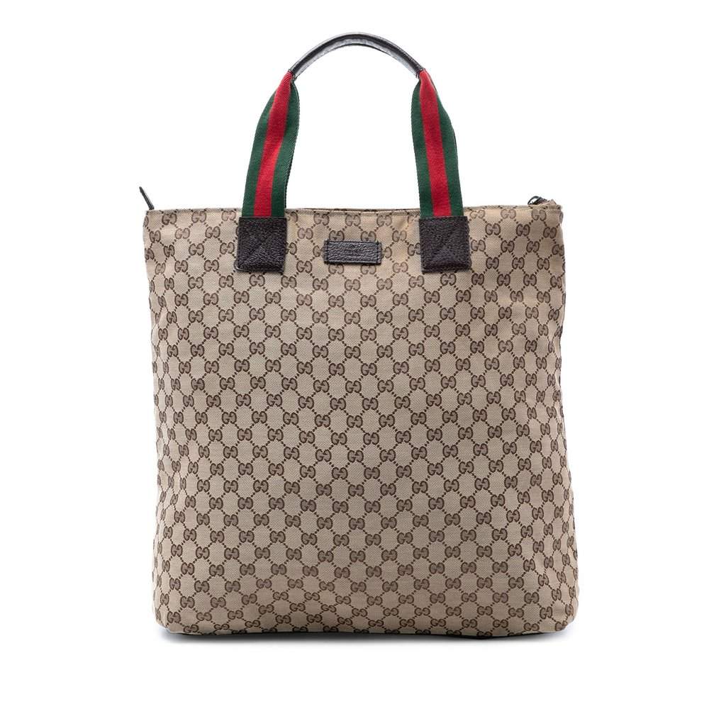Gucci GG Canvas Web Vertical Tote Beige Very good - Front View