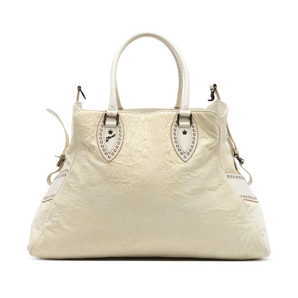 Fendi Large Leather Etniko Du Jour Handbag White Leather Very good - Front View