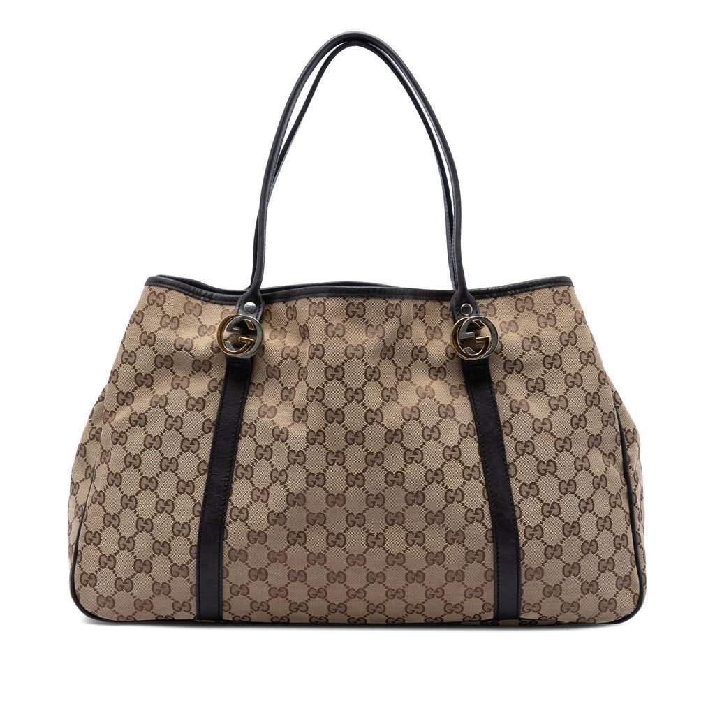 Gucci Large GG Canvas Twins Tote Beige Very good condition - Front View