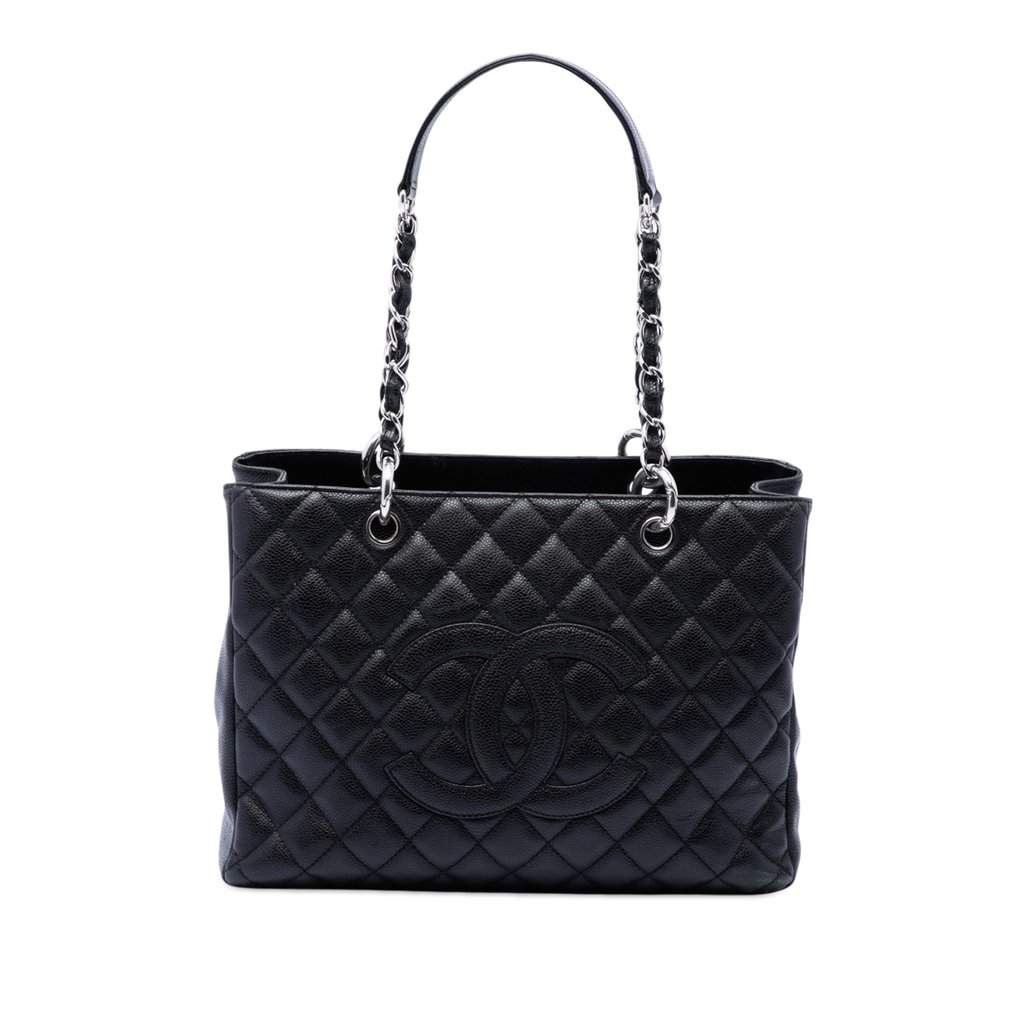 Chanel Caviar Grand Shopping Tote Black Leather Very good condition - Front View