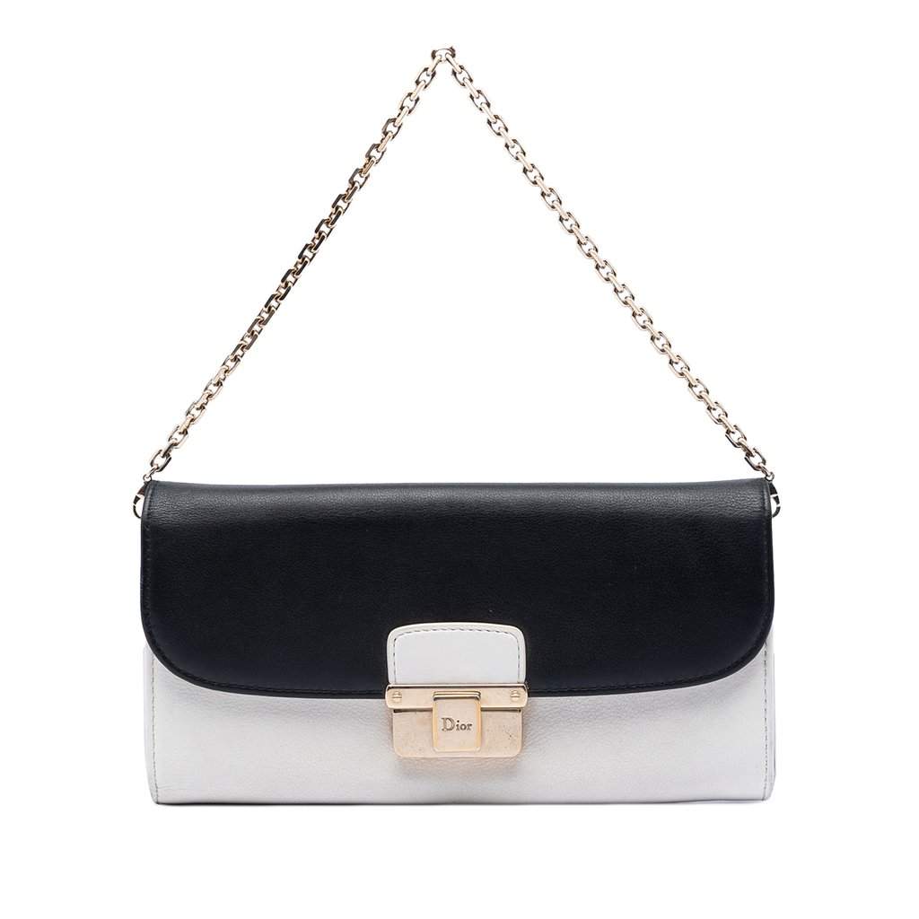 Dior Bicolor Calfskin Diorling Wallet on Chain White Leather Very good - Front View