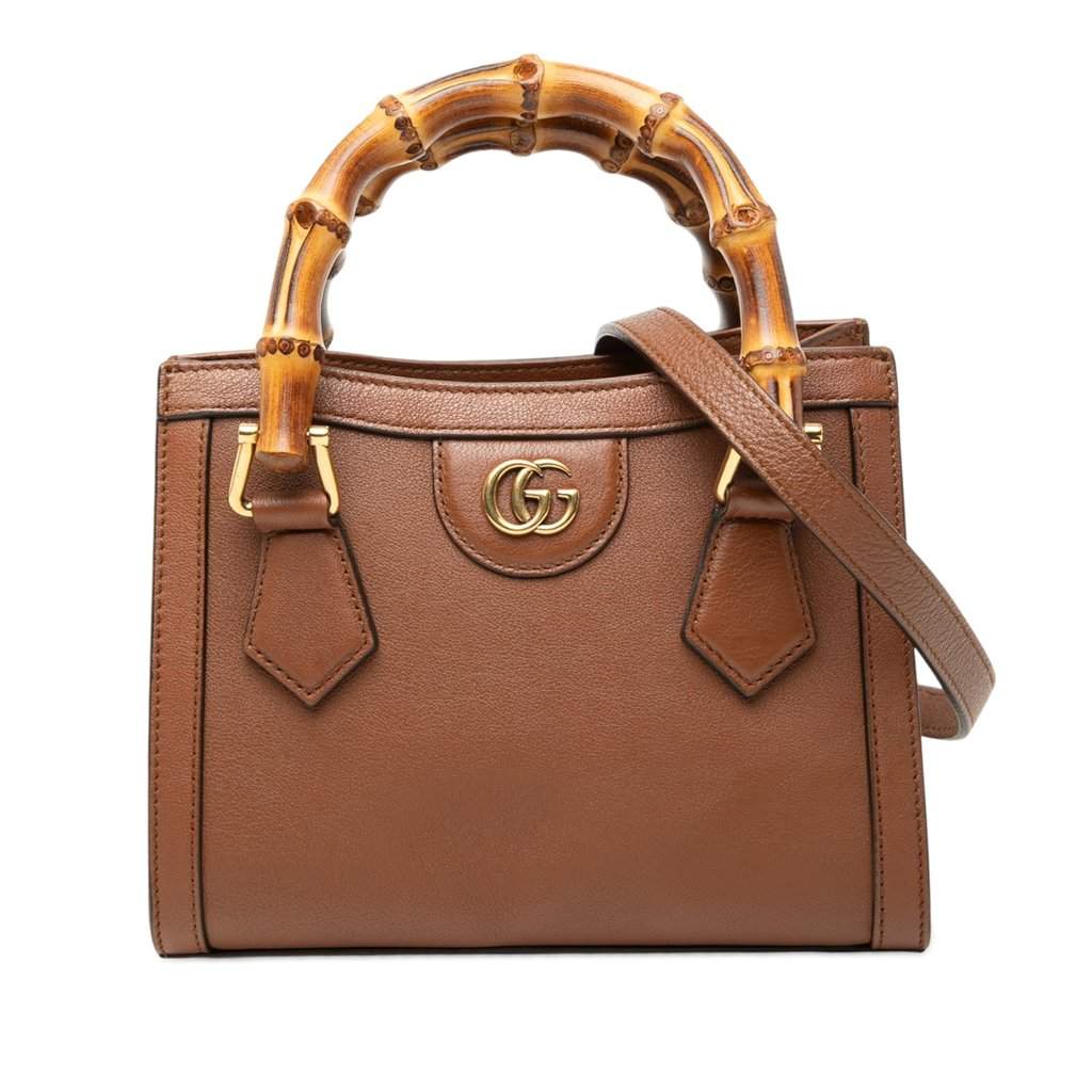 Gucci Mini Calfskin Bamboo Diana Satchel Brown Leather Very good - Front View