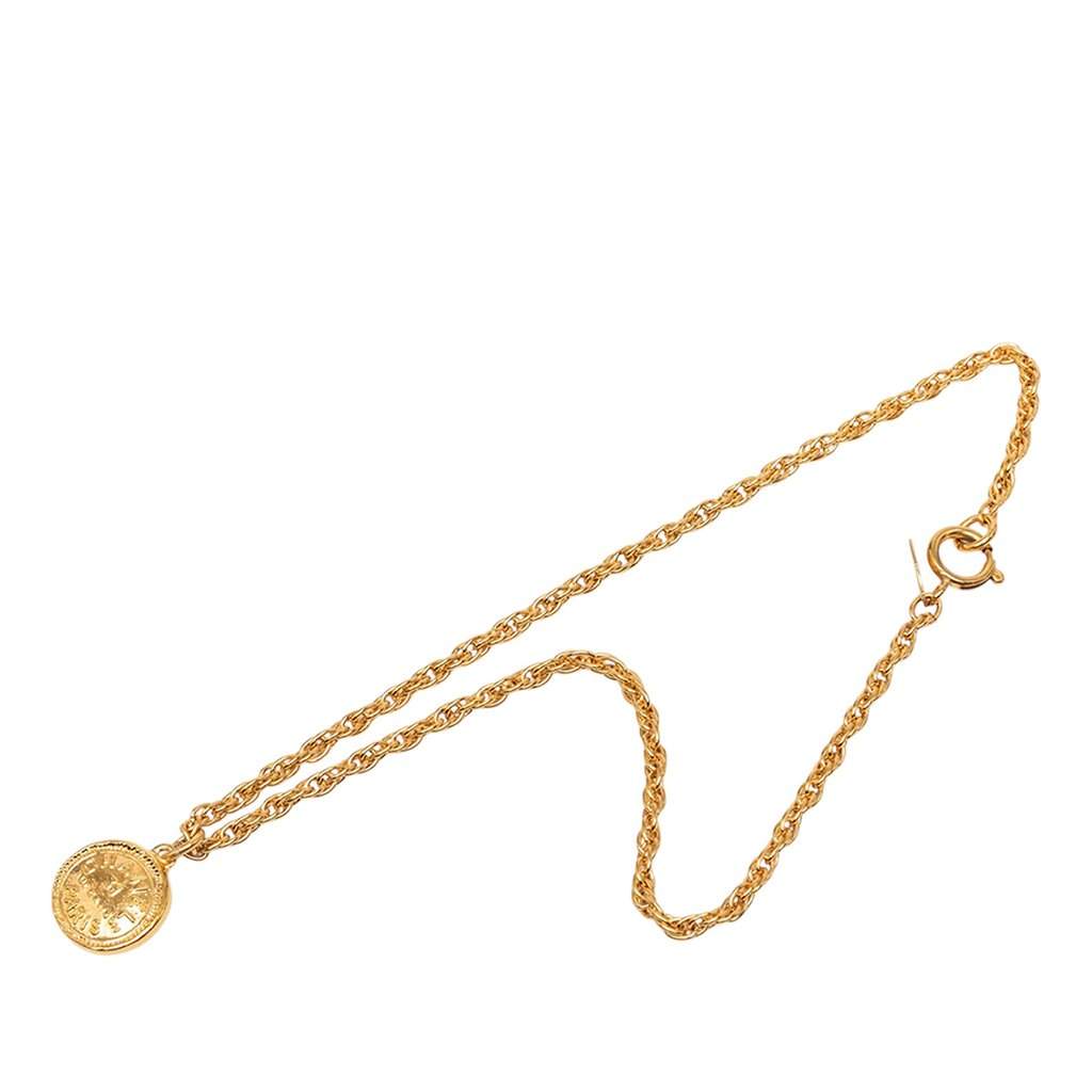 Chanel CC Gold Plated Rue Cambon Medallion Pendant Necklace Gold Metal Very good condition - Front View