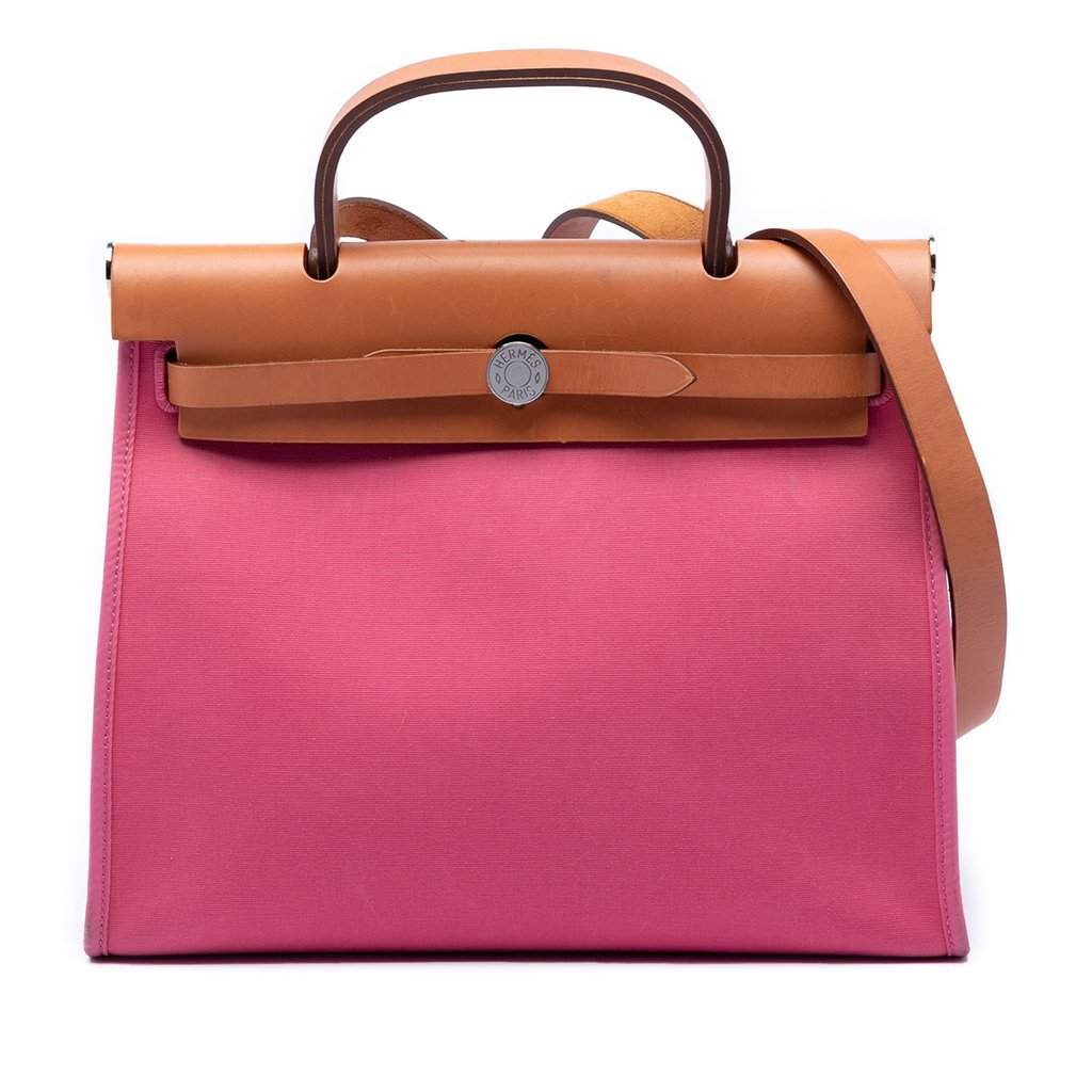 Hermès Toile Herbag Zip 31 Pink Very good condition - Front View
