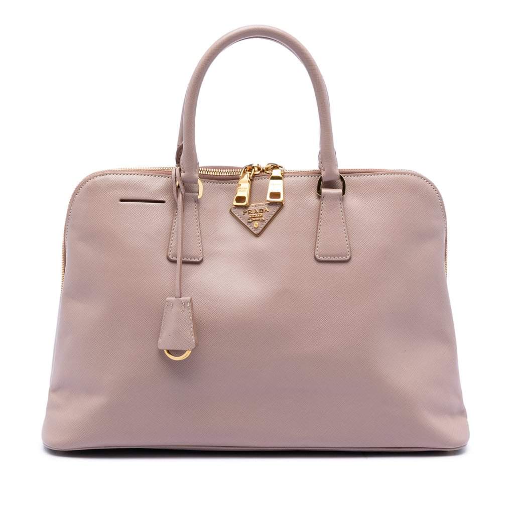 Prada Large Saffiano Lux Promenade Satchel Pink Leather Very good condition - Front View