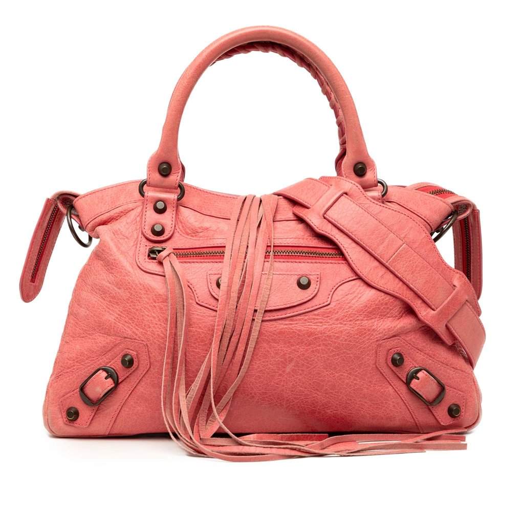 Balenciaga Lambskin Motocross Classic Town Satchel Pink Leather Very good condition - Front View