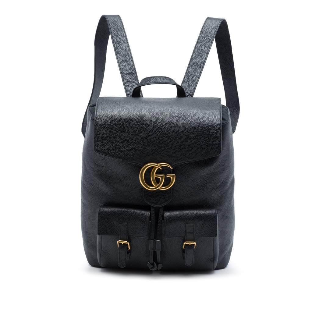 Gucci GG Marmont Calfskin Backpack Black Leather Very good condition - Front View