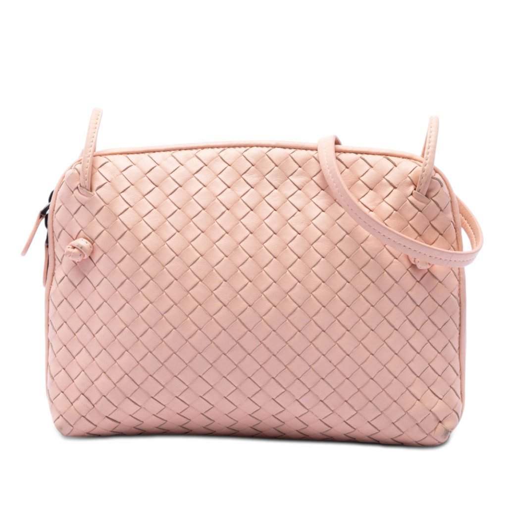 Bottega Veneta Nappa Intrecciato Nodini Crossbody Pink Leather Very good condition - Front View