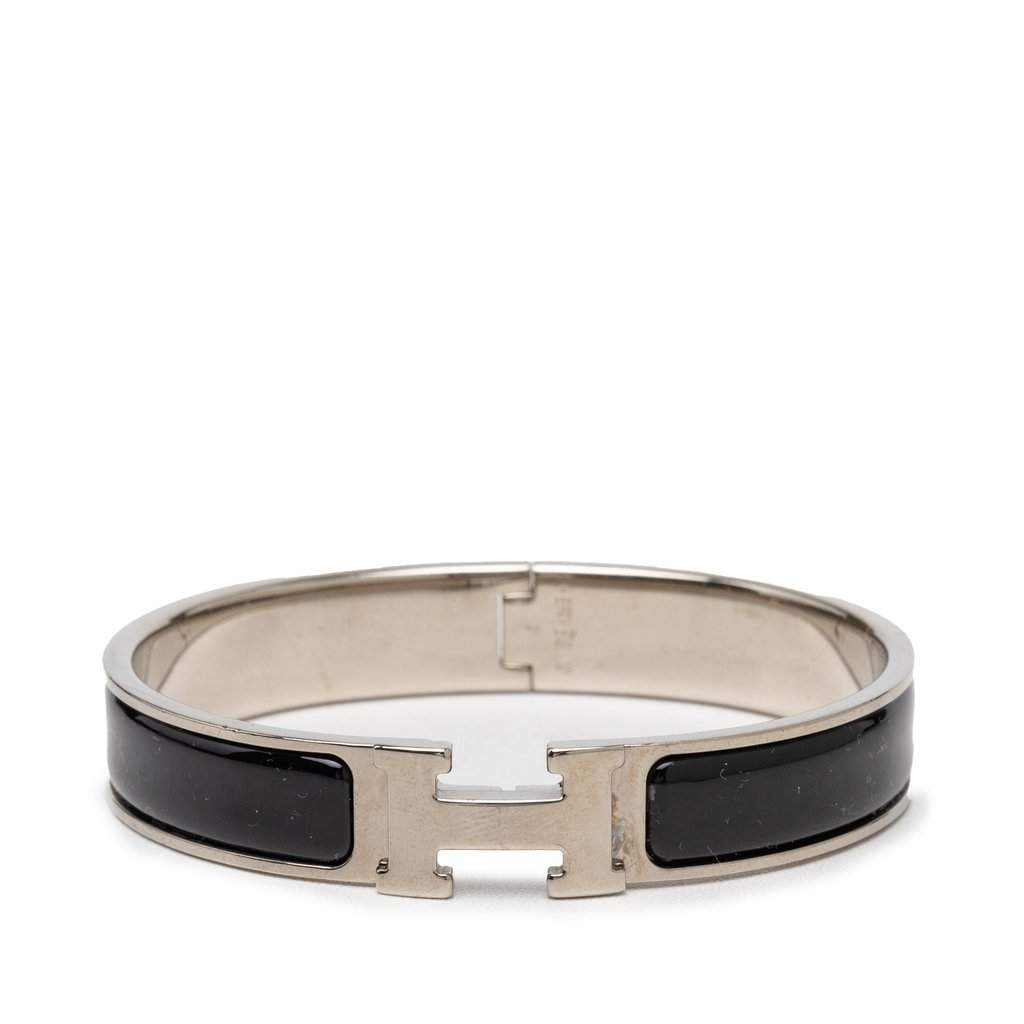 Hermès Narrow Enamel Clic Clac H Bracelet PM Black Very good - Front View