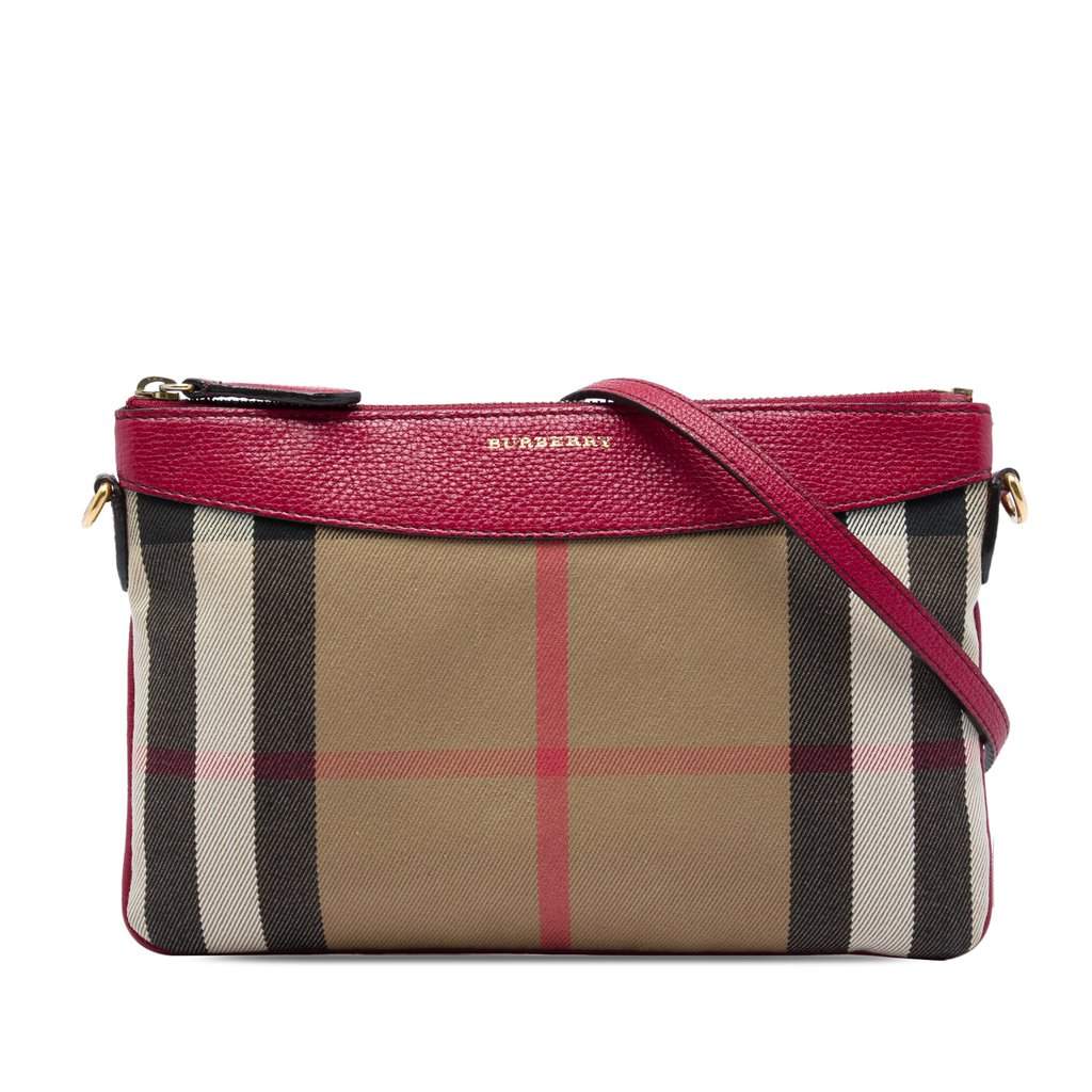 Burberry House Check Canvas Derby Peyton Crossbody Brown Very good - Front View