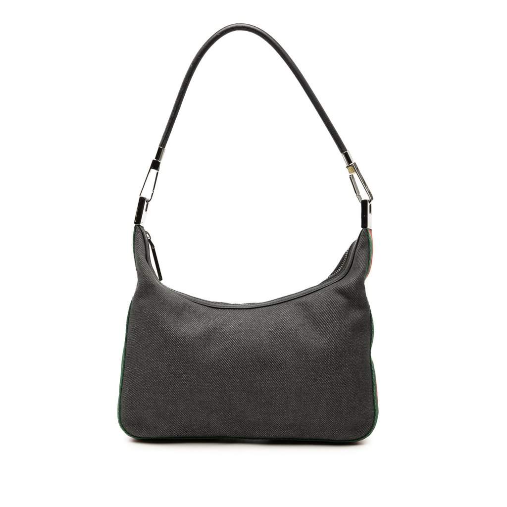 Gucci Denim Web Shoulder Bag Black Very good condition - Front View