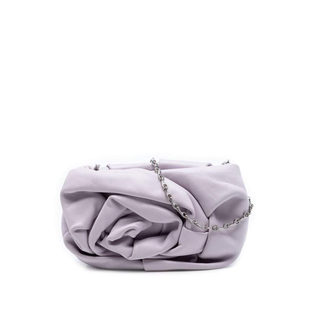 Burberry Lambskin Rose Chain Clutch Purple Leather Very good condition - Front View