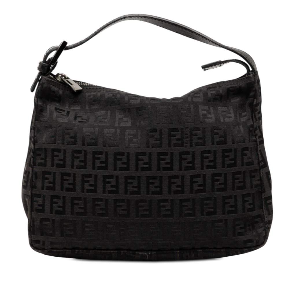 Fendi Zucchino Canvas Handbag Black Very good condition - Front View