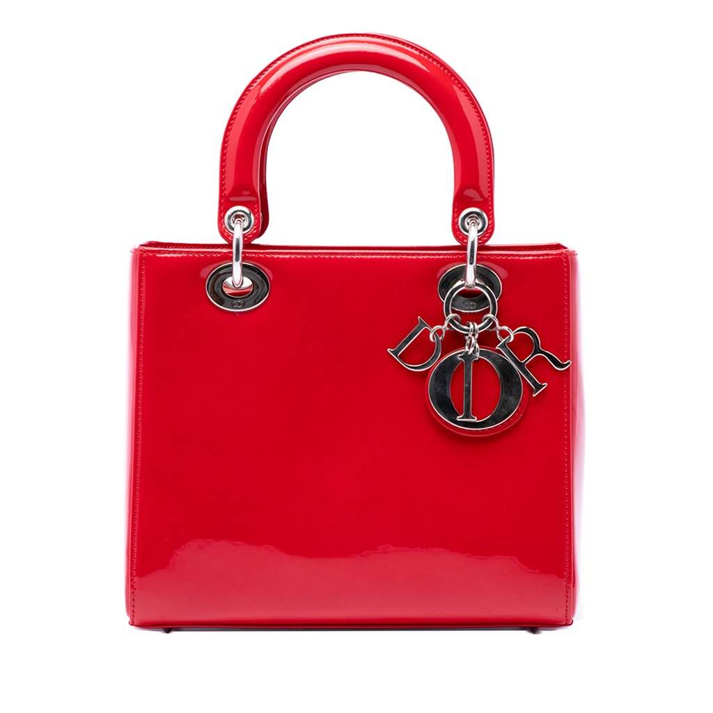 Dior Medium Patent Lady Dior Red Leather Very good - Front View