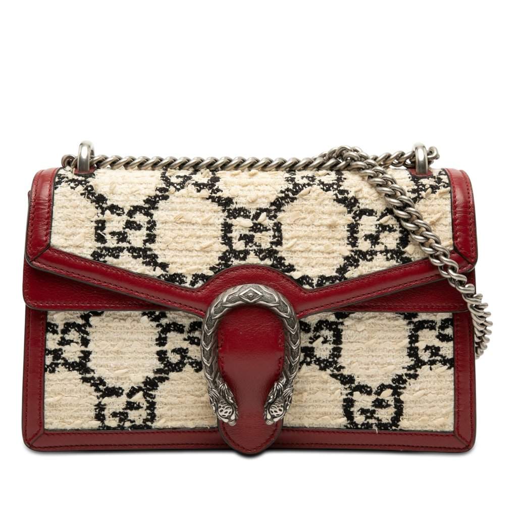 Gucci Medium GG Tweed Dionysus Shoulder Bag Beige Very good - Front View