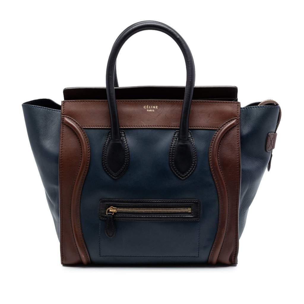 Celine Mini Tricolor Leather Luggage Tote Blue Leather Very good condition - Front View