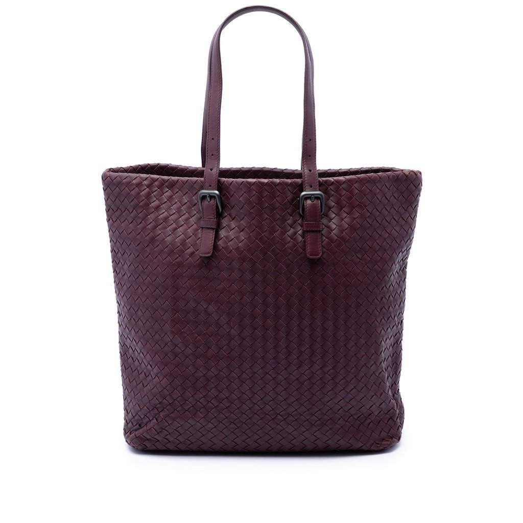 Bottega Veneta Nappa Intrecciato Belt Strap Tote Purple Leather Very good condition - Front View