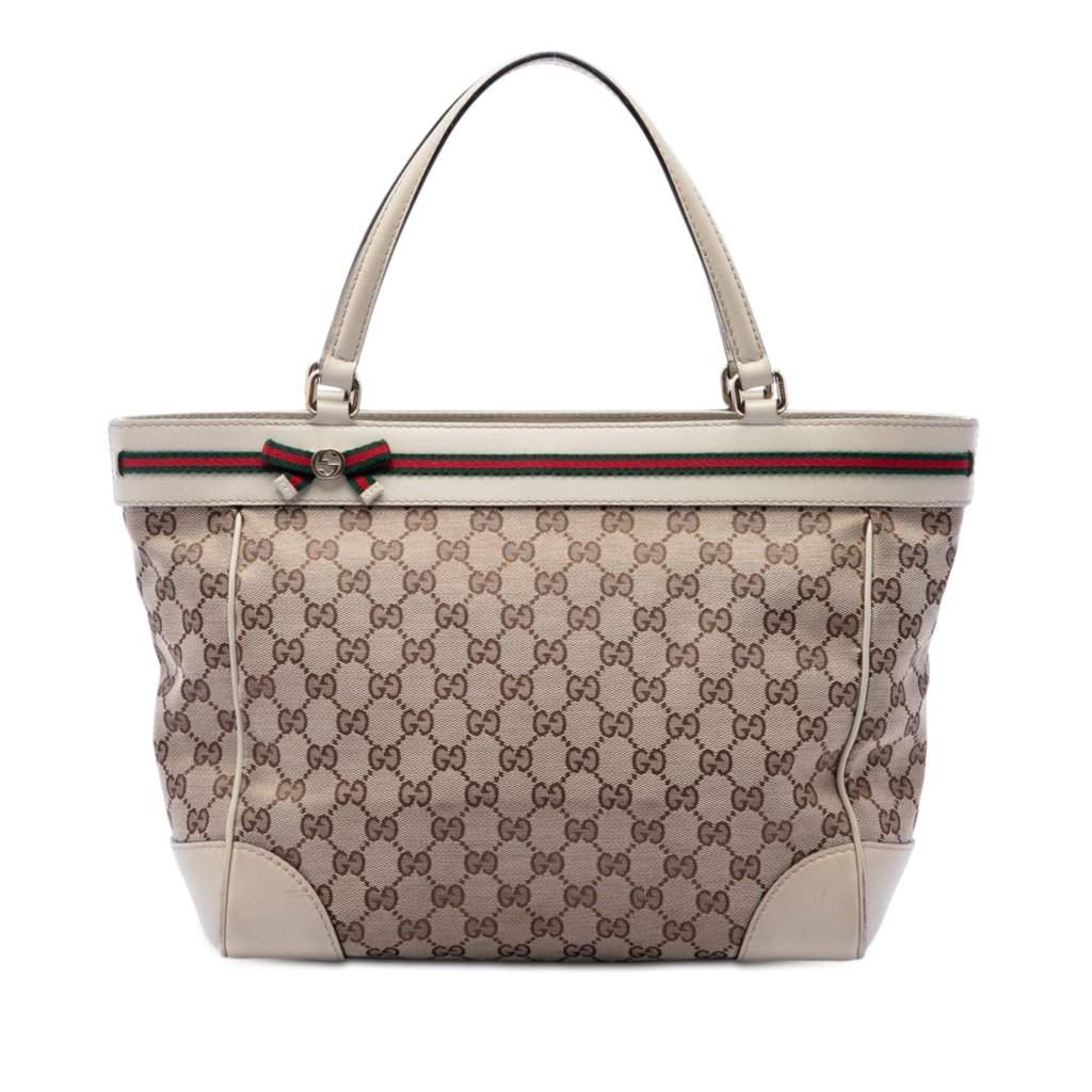 Gucci GG Canvas Web Mayfair Tote Beige Very good condition - Front View