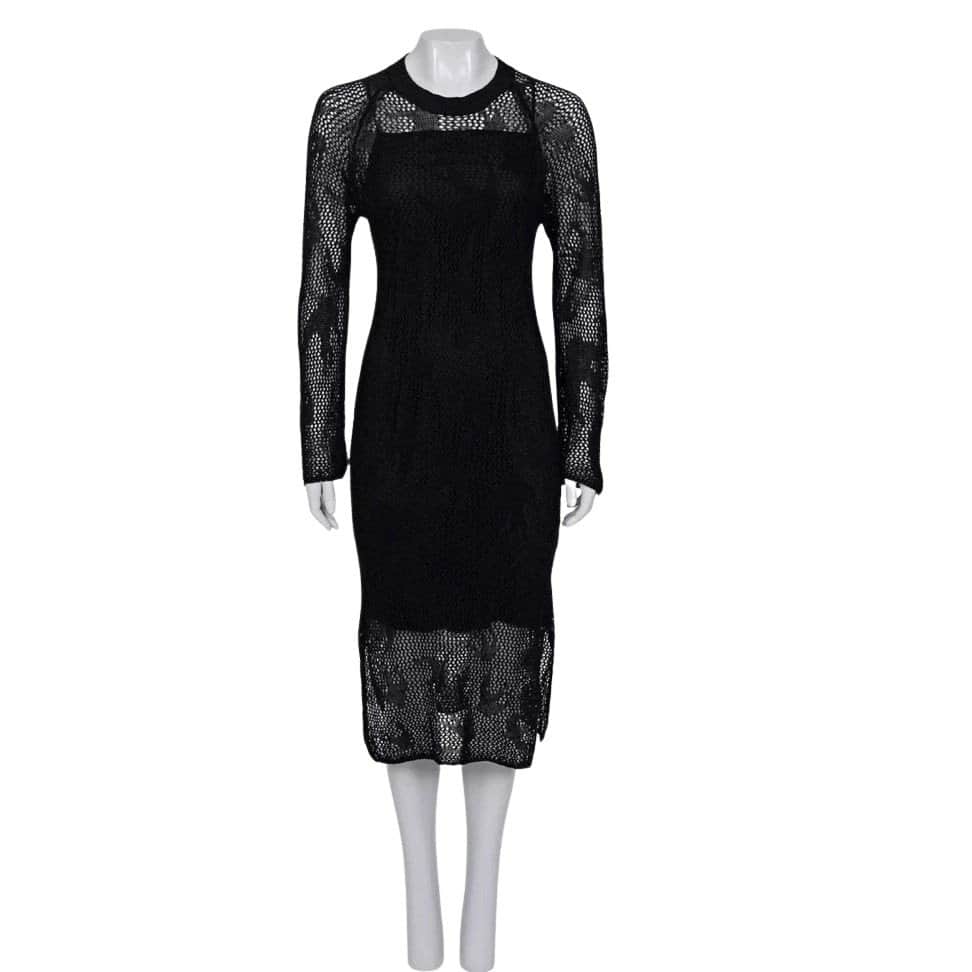 Alexander McQueen Alexander McQueen McQ Knitted Linen Dress - Size S Pre-owned Black Linen Good condition - Front View