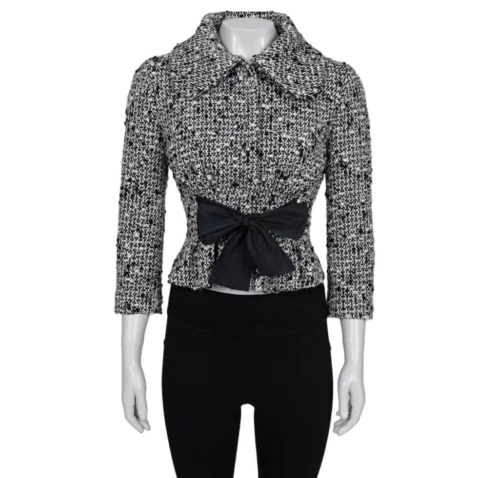 Giambattista Valli Giambattista Valli Black & White Cropped Wool Coat Sz.40L Pre-owned Black Wool Good condition - Front View