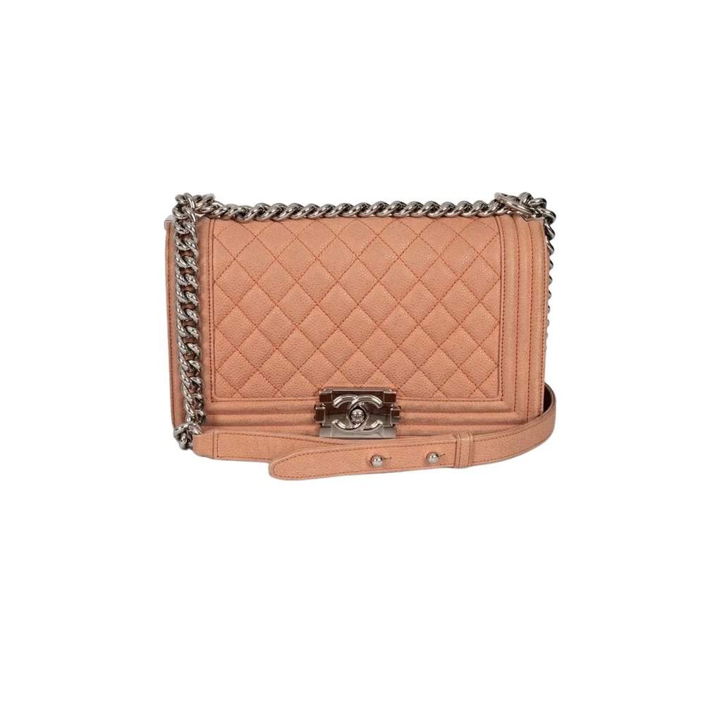 Chanel Authentic Chanel Boy Medium Brown Leather Crossbody Bag Pre-owned Brown Leather Good condition - Front View