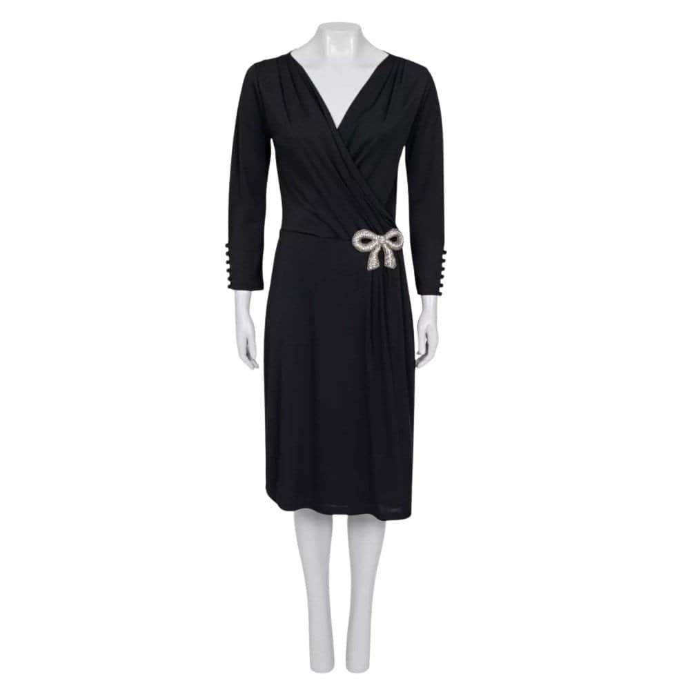 Valentino Valentino Black Bow Rhinestone Dress - IT 44 L Pre-owned Black Never worn - Front View