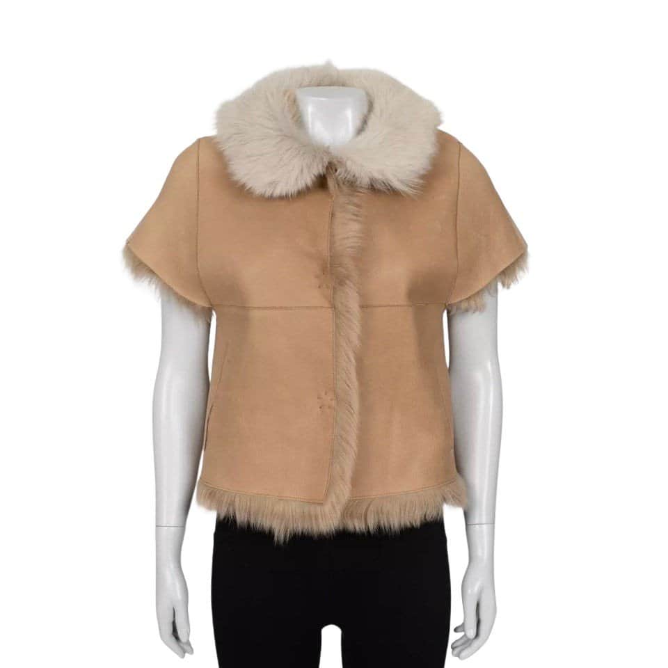 Yves Salomon Yves Salomon Brown Leather Shearling Jacket Sz.36/S Pre-owned Brown Leather Good condition - Front View