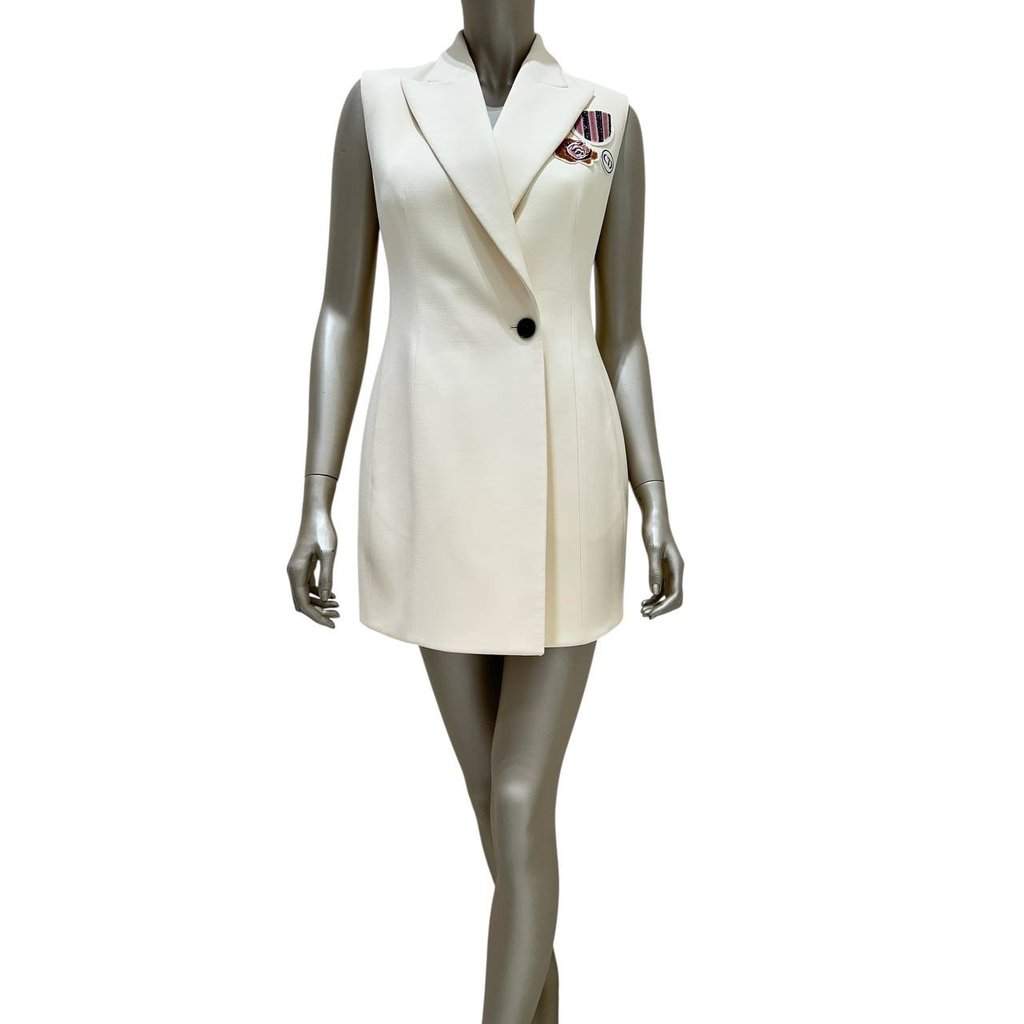 Christian Dior Christian Dior Cream Wool & Silk Vest Dress - Size 38 pre-owned Beige Wool Good condition - Front View