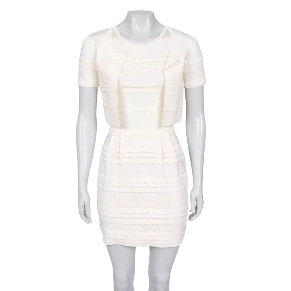 Christian Dior Christian Dior White Dress & Jacket Set - Size S Pre-owned White Good condition - Front View