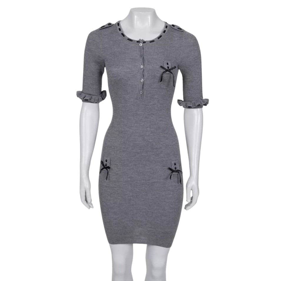 Christian Dior Christian Dior Grey Fitted Cashmere Blend Dress - EU 34 | S pre-owned Grey Wool Good condition - Front View