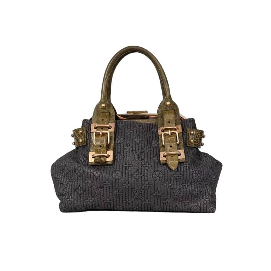 Louis Vuitton Louis Vuitton Rare Motard Biker Crocodile Print Lambskin Shoulder Bag Pre-owned Grey Leather Good condition - Front View