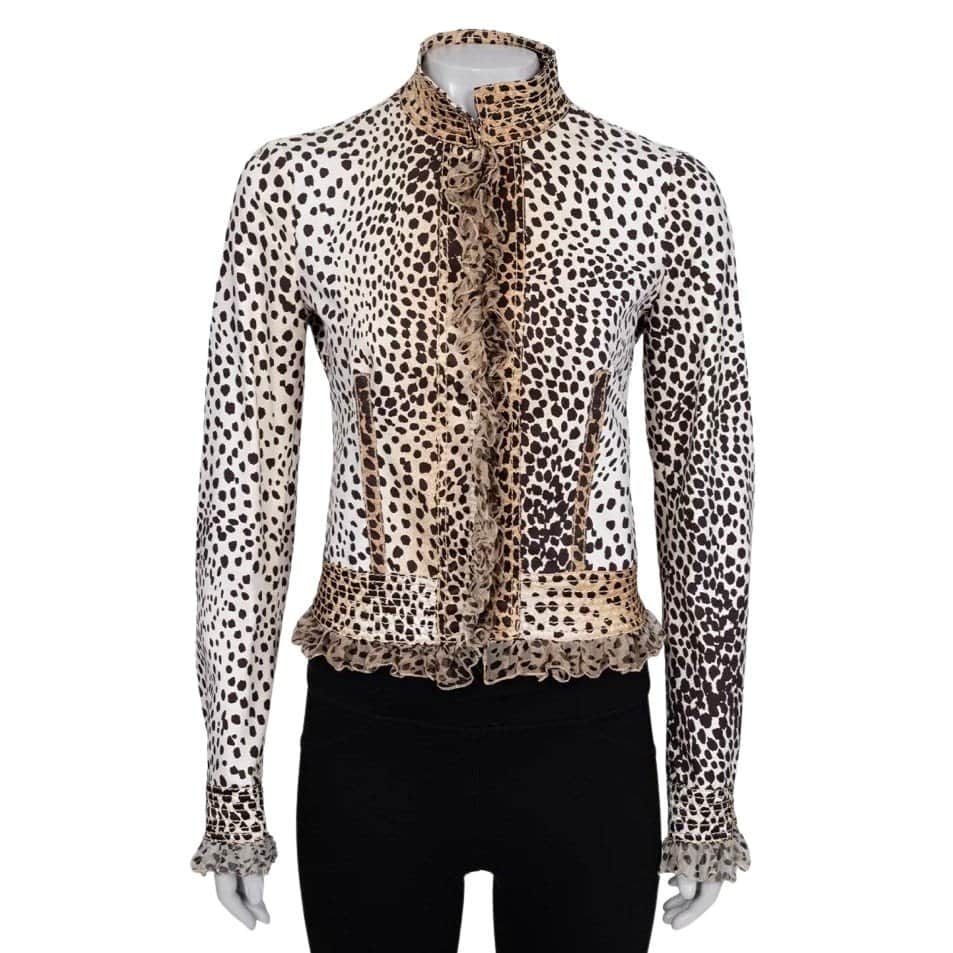 Roberto Cavalli Roberto Cavalli Animal Print Fitted Jacket IT38 XS pre-owned Black Cotton Good condition - Front View