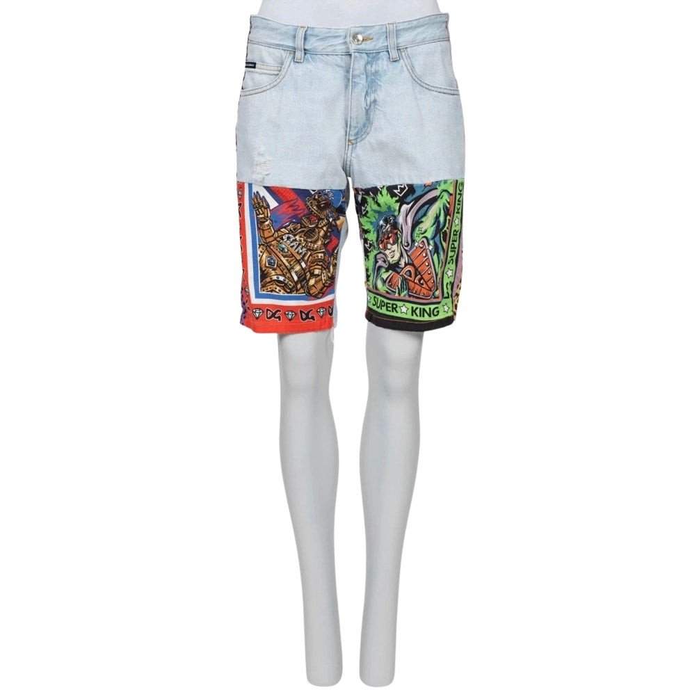 Dolce & Gabbana Dolce & Gabbana Mixed Panel Denim Shorts IT46/XL Pre-owned Silver Denim Good condition - Front View
