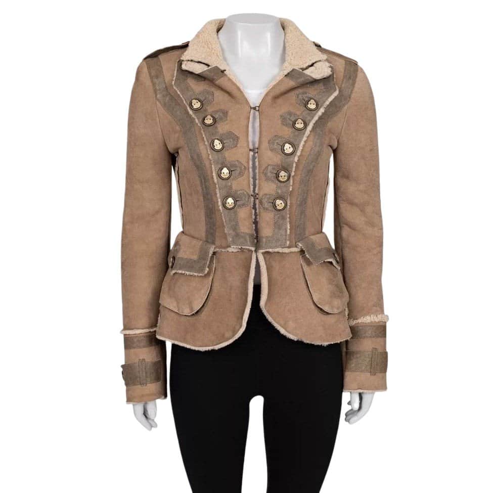 Dolce & Gabbana Dolce & Gabbana Brown Lambskin Shearling Coat Sz.40 (S) Pre-owned Brown Leather Good condition - Front View