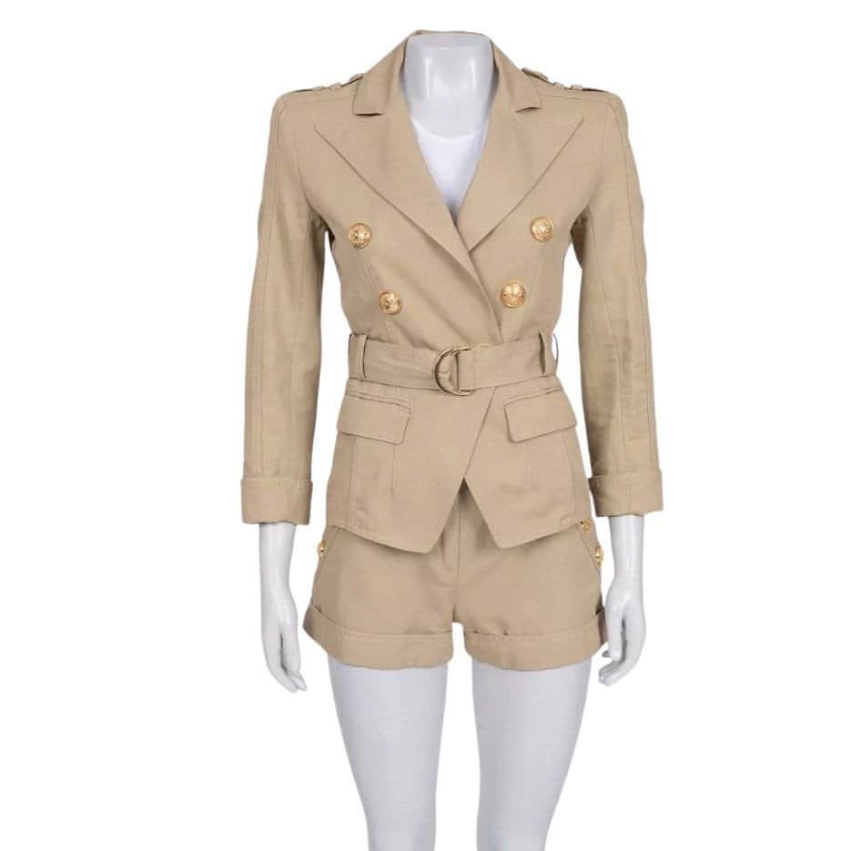 Balmain Balmain Beige Cotton-Linen Suit with Shorts Sz. EU 34 / S Pre-owned Beige Cotton Good condition - Front View